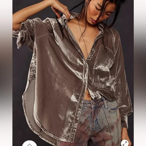 We The Free Night Skies Velvet Button-Up Shirt - Picture 7 of 7